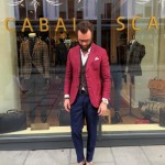 Americana púrpura pantalón cuadro Scabal Heritage