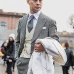 Traje gris cuadro Príncipe de Gales con chaleco cruzado