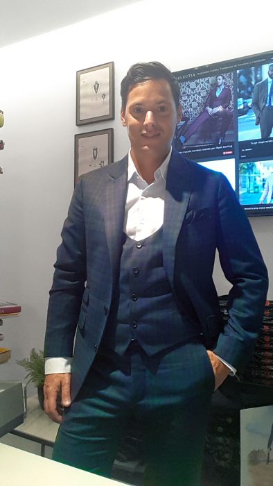 Traje 3 piezas tartan verde y azul Exquisuits by de Juana