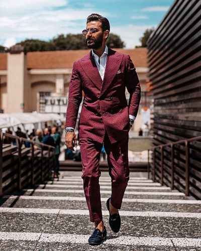 Traje burdeos algodón