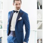 Smoking azul vistas solapa negras Sartoria Rossi