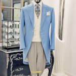 Chaqué turquesa chaleco blanco Exquisuits by de Juana